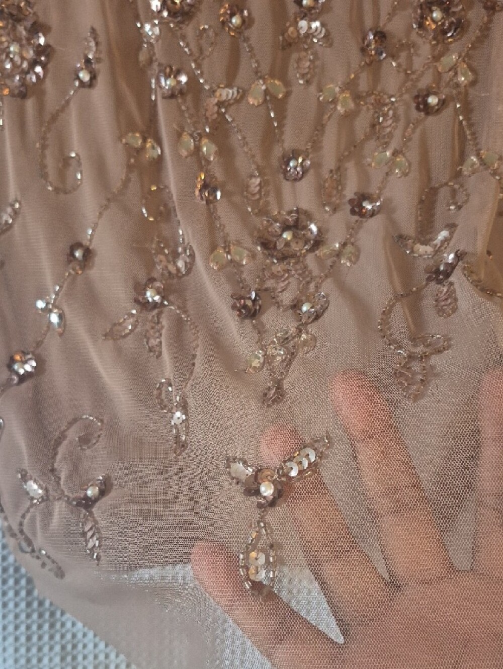 Adrianna Papell Blush Pink Beaded Midi Dress - Picture 11 of 14